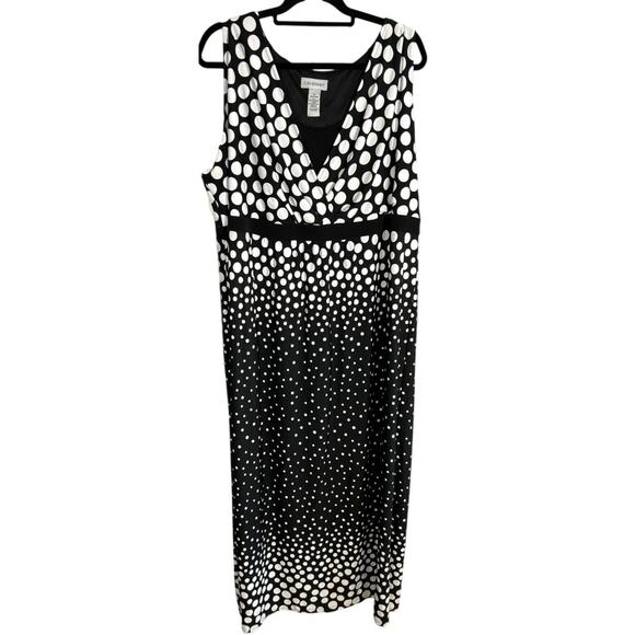Catherine's Womens Dress Maxi 3X 26/28 Polka Dots Beach Empire Waist Sleeveless - Picture 1 of 14